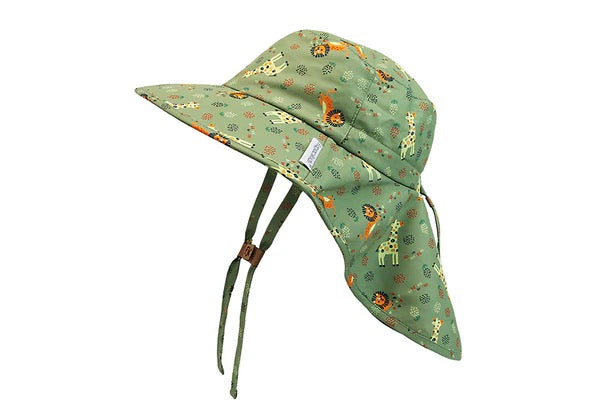 FLAPJACKKIDS Sun Hat with Neck Cape - Lion Giraffe