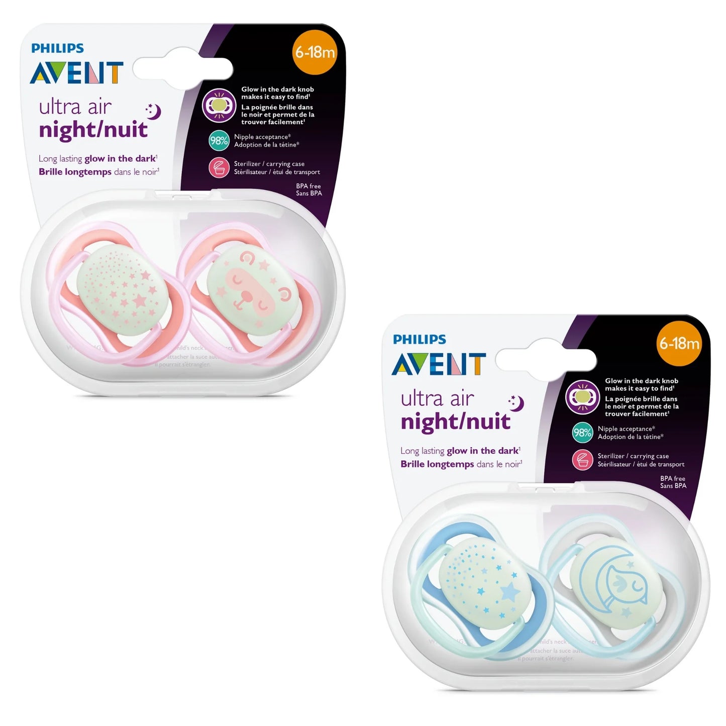 PHILIPS AVENT Ultra Air Nighttime Pacifier - 6-18M