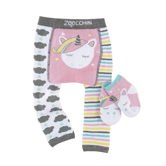 ZOOCCHINI grip+easy™ Comfort Crawler Legging & Sock Set - Allie Alicorn