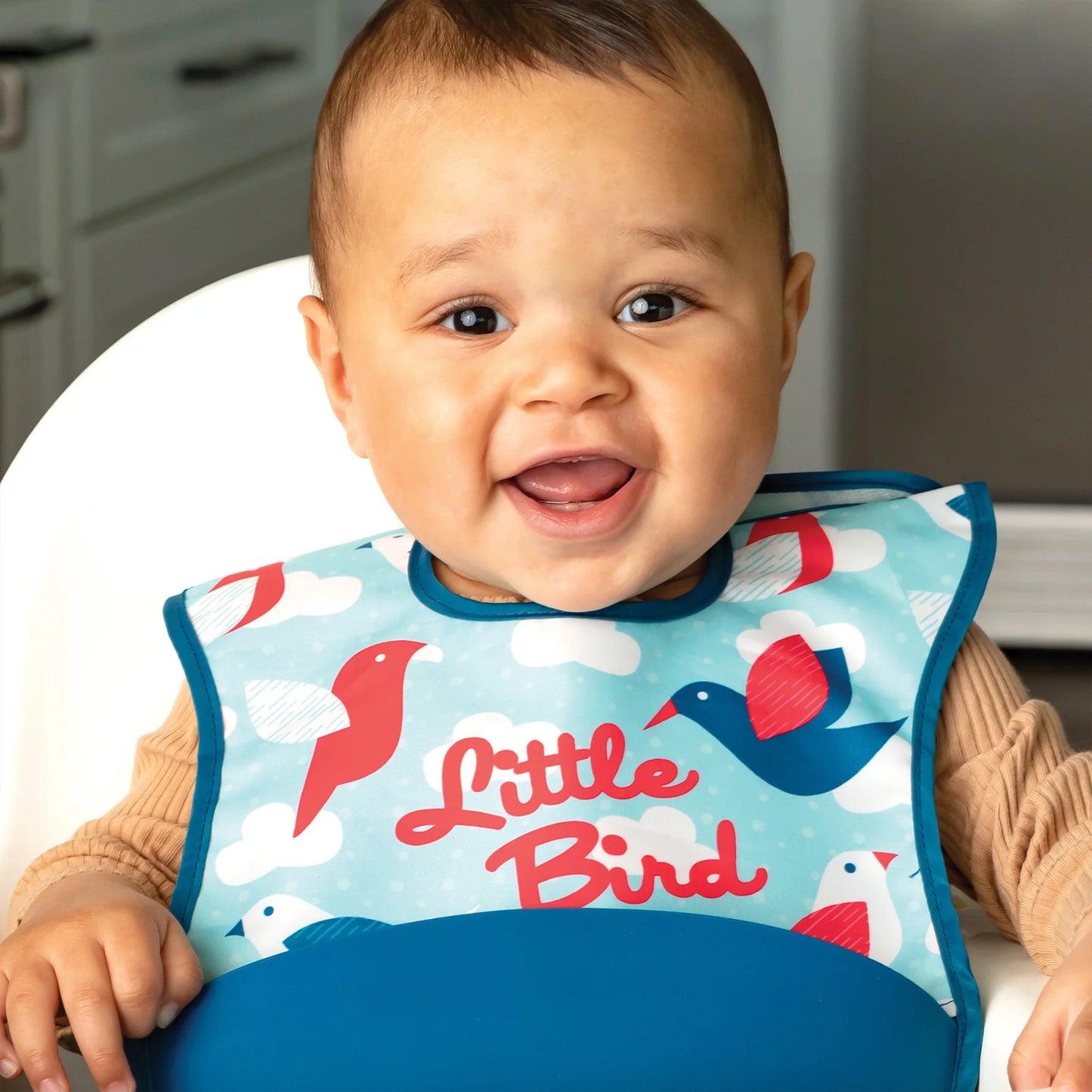 BUMKINS Mess-proof Silicone Pocket Bib 2 Pack - Little Bird