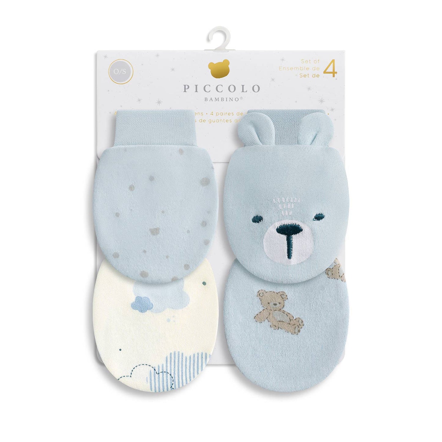 4PK Anti-Scratch Mittens : White
