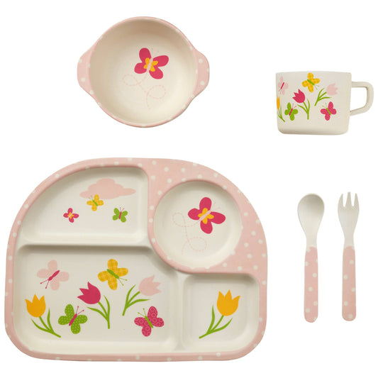 My Funkins Five Piece Bamboo Dish Set for Kids - Butterflies