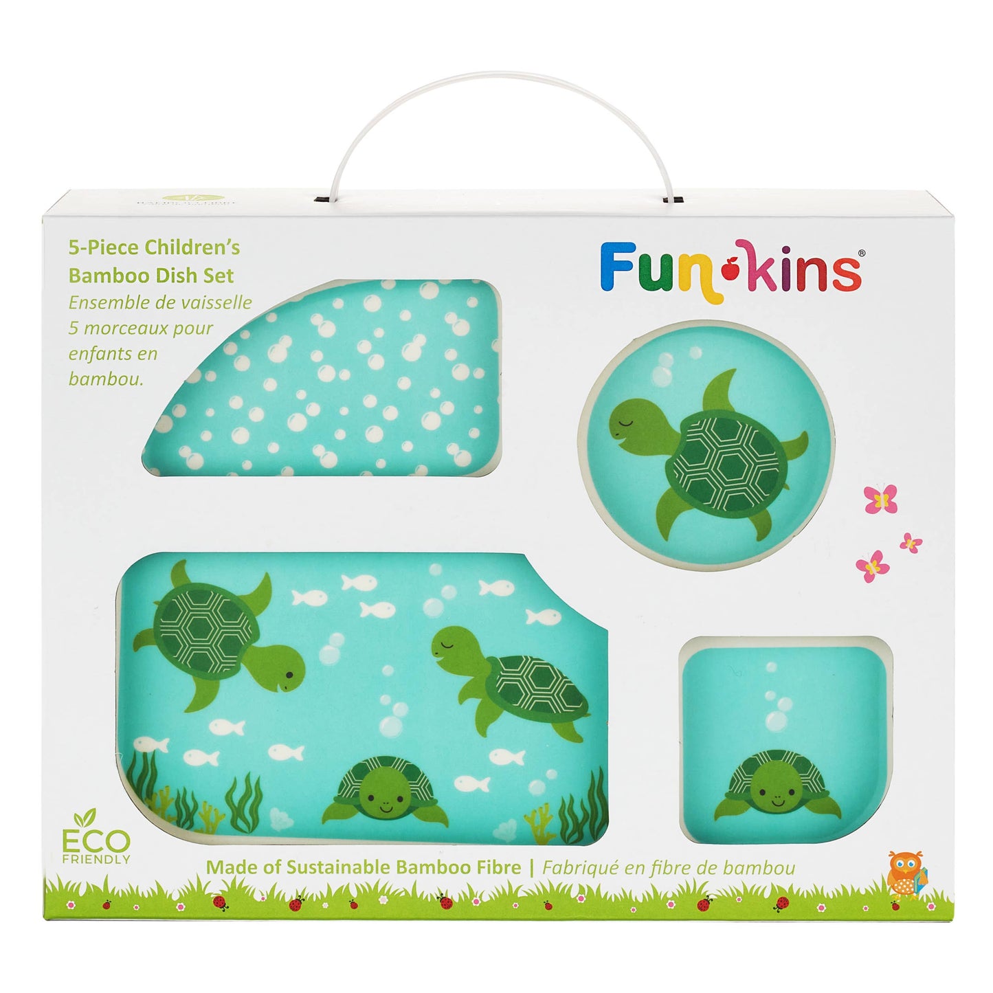 My Funkins Five Piece Bamboo Dish Set for Kids - Sea Turtles