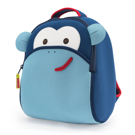 Dabbawalla Machine Washable Preschool Backpack, Blue Monkey