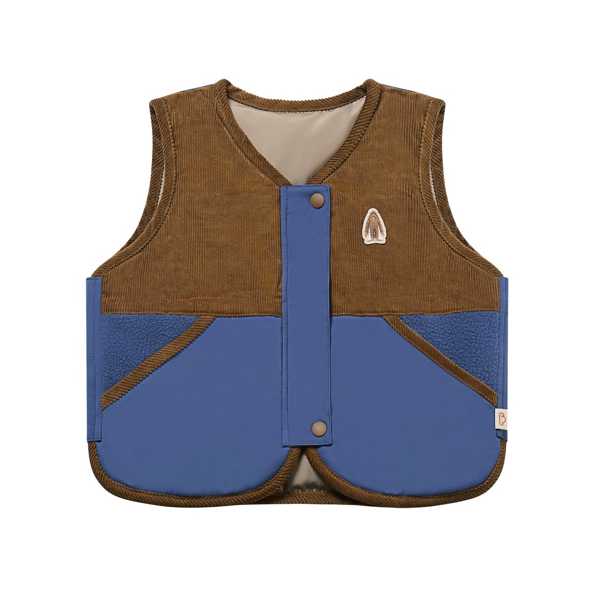 Petite Revery Recycled Polyester + Corduroy Down Vest - Deep Sea Blue
