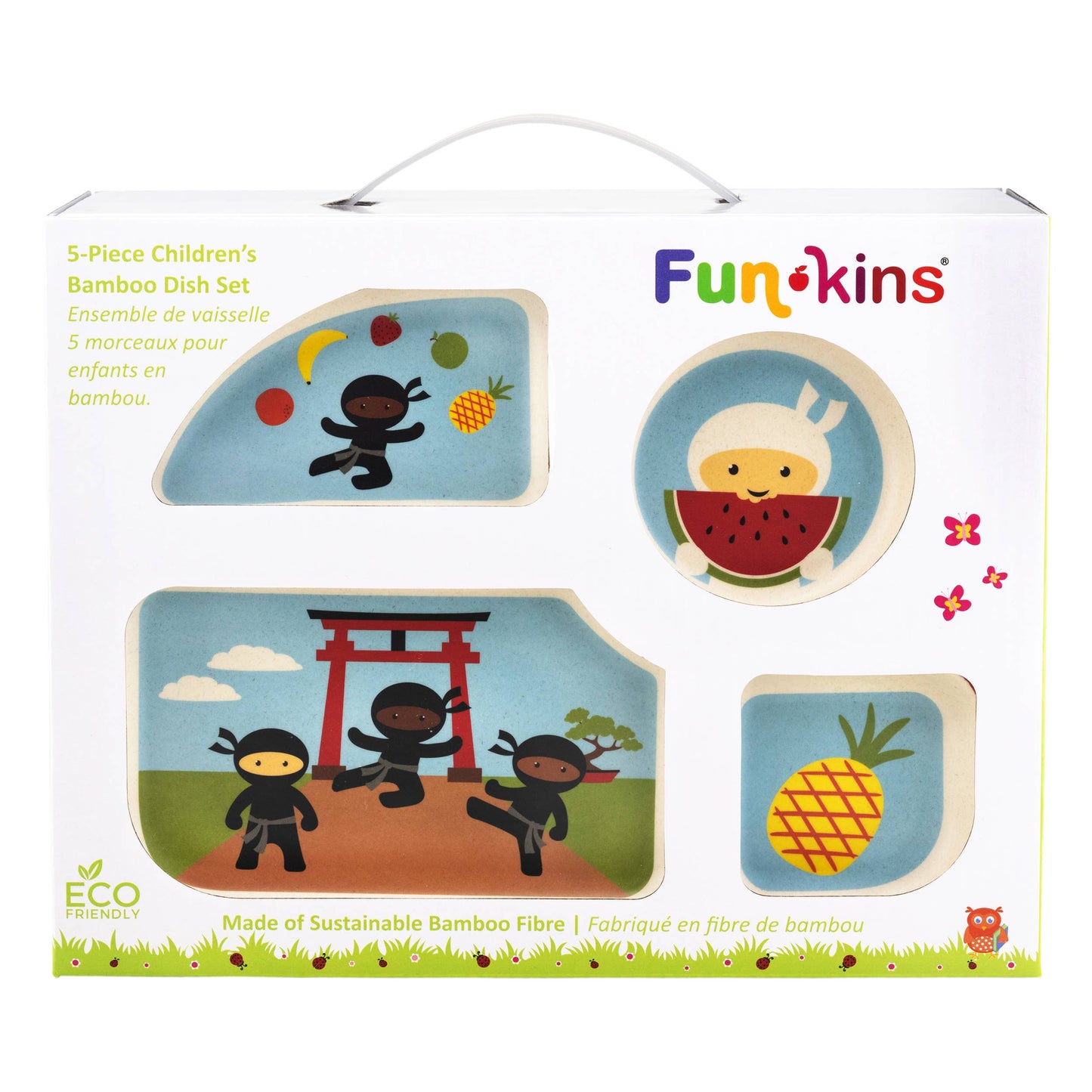 Five Piece Bamboo Dish Set for Kids - Ninjas