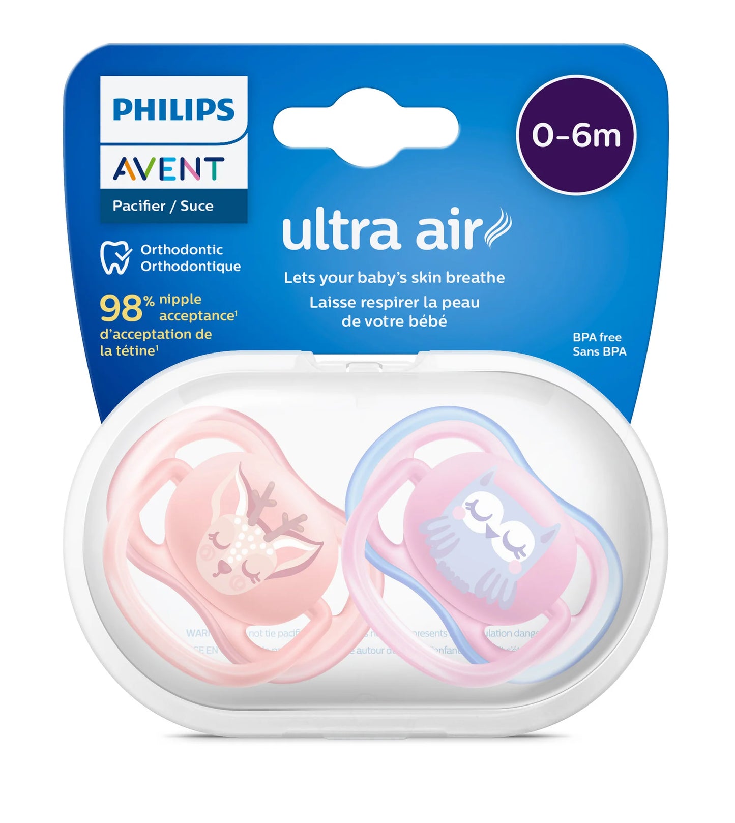 PHILIPS AVENT Ultra Air Pacifier - 0-6M - Assorted Animals