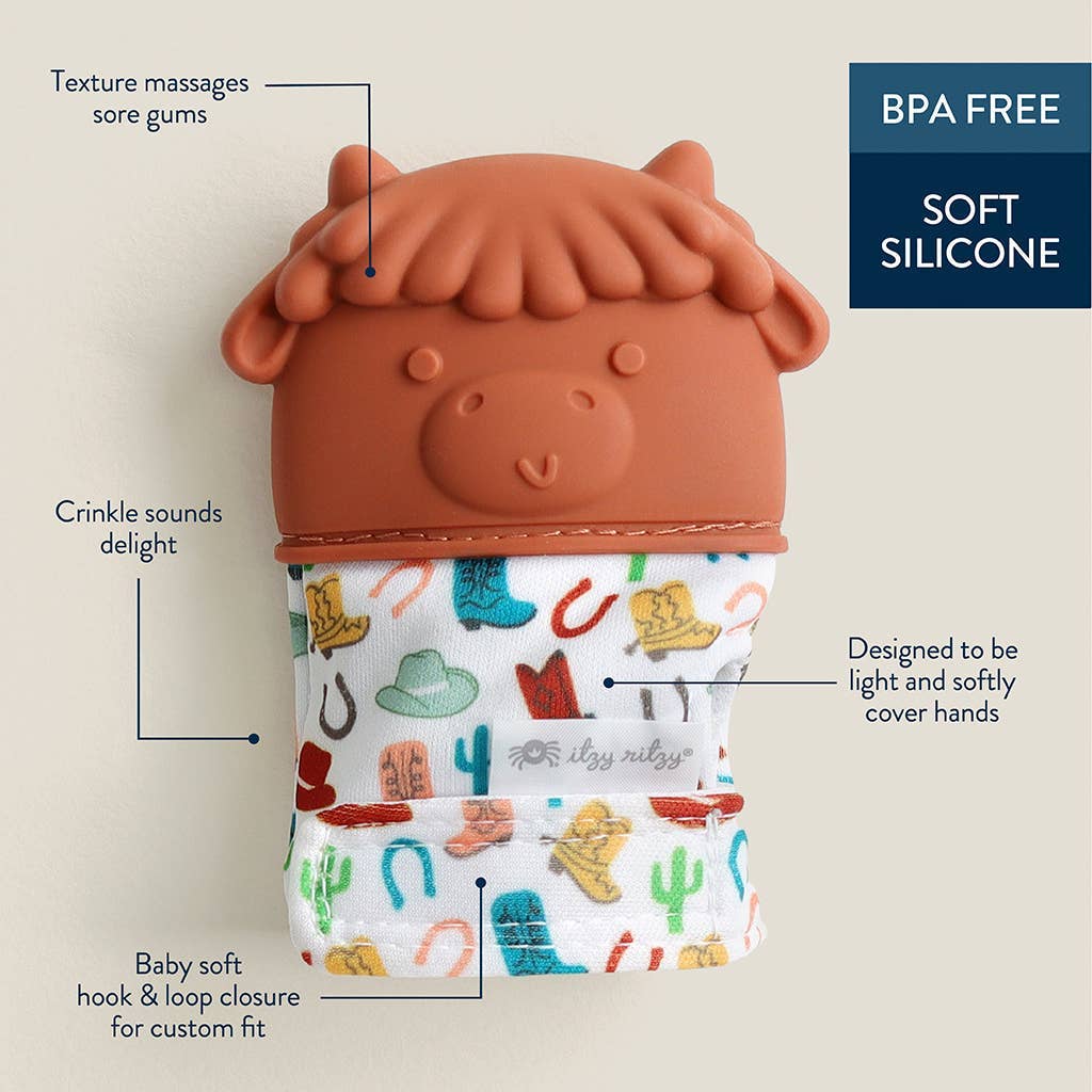 Itzy Mitt™ Silicone Teething Mitts: Bow