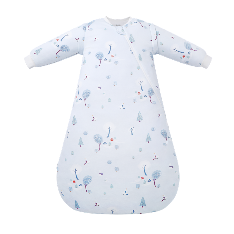 Nest Designs Removable Long Sleeve Sleep Bag 1.0 TOG (Organic Cotton) - Snowy Snuggles