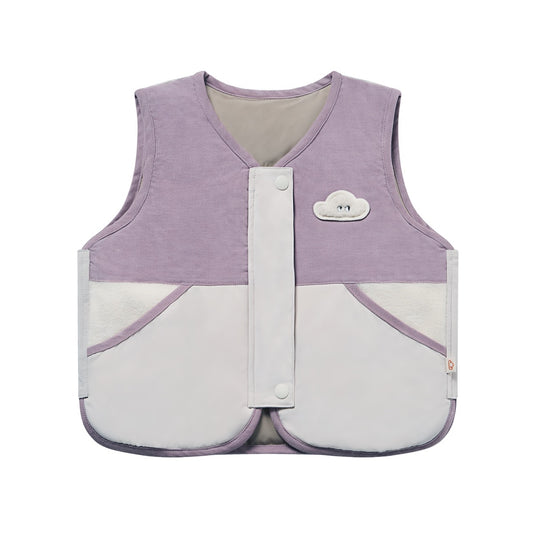 Petite Revery Recycled Polyester + Corduroy Down Vest - Cloud