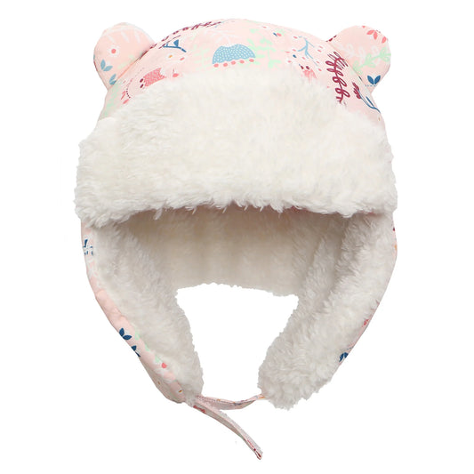 Water Repellent Trapper Hat - Floral Pink