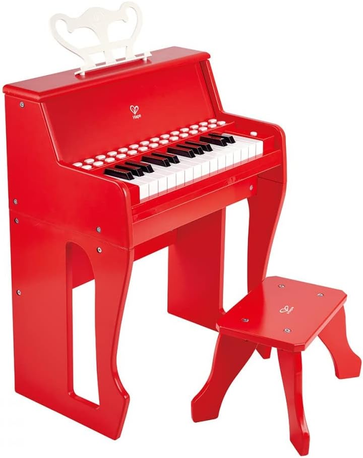 Hape® Learn with Lights Red Piano with Stool