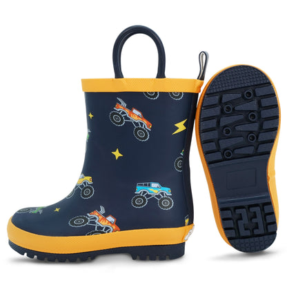 Jan & Jul Puddle-Dry Rain Boots in Big Trucks - sole view