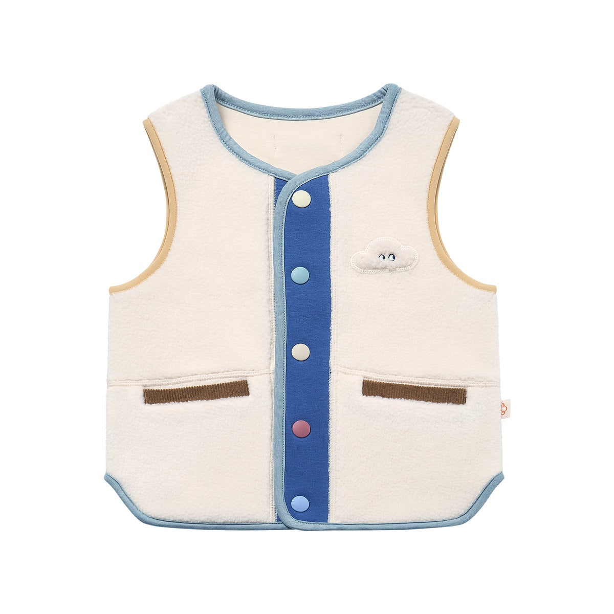 Petite Revery Recycled Fleece + Corduroy Vest - Cloud