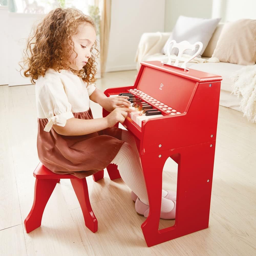 Hape® Learn with Lights Red Piano with Stool