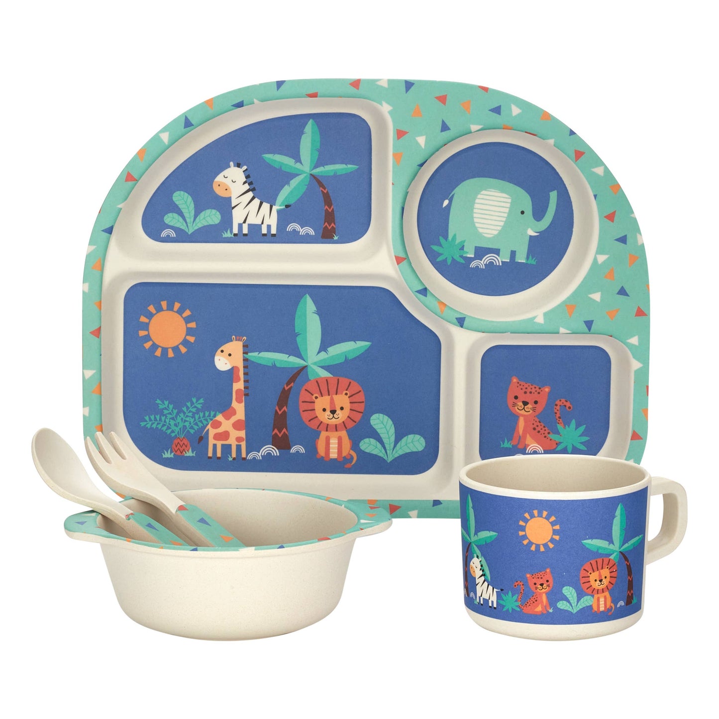 My Funkins Five Piece Bamboo Dish Set for Kids - Jungle