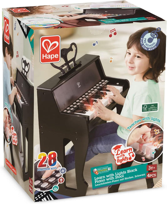 Hape® Learn with Lights Black Piano with Stool