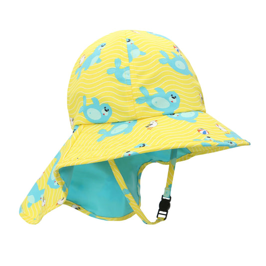 ZOOCCHINI UPF50+ Baby-Toddler Cape Sun Hat - Seal