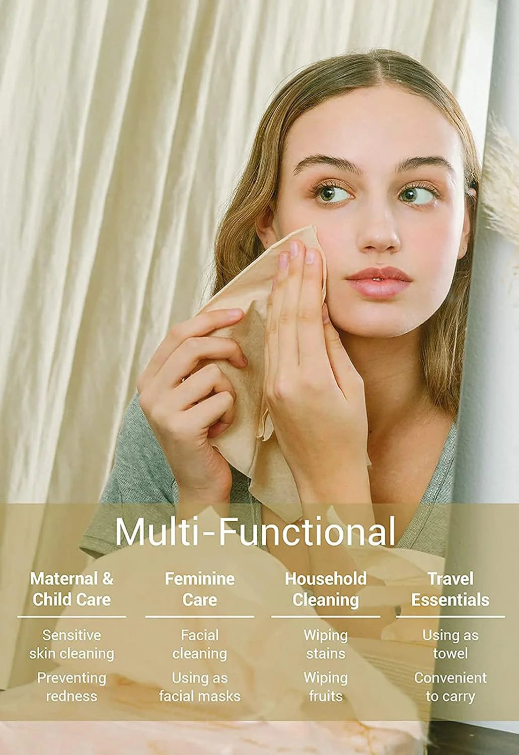 BLARA ORGANIC HOUSE Nature Color Cotton Dry Wipe (100 Sheets/pack)