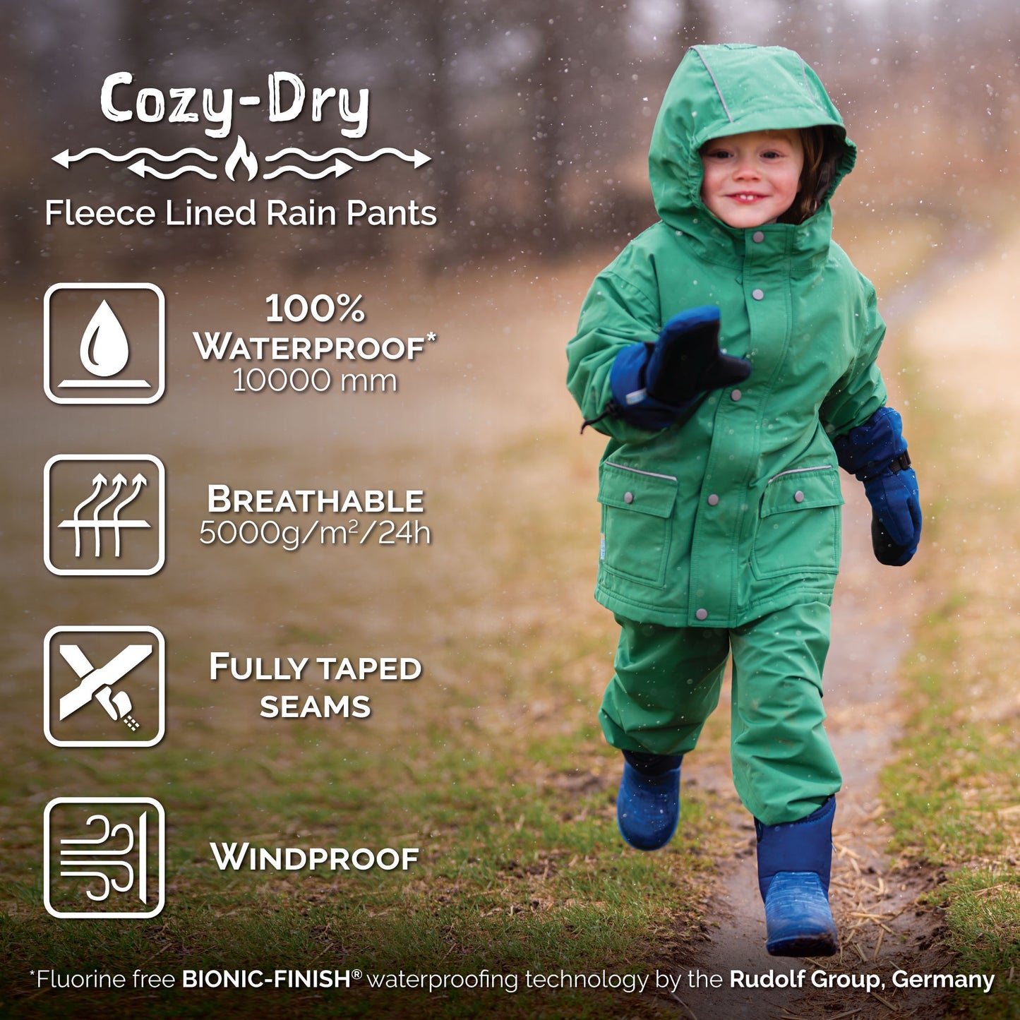 Jan and Jul  | Cozy-Dry Rain Pants (Fleece Lined)