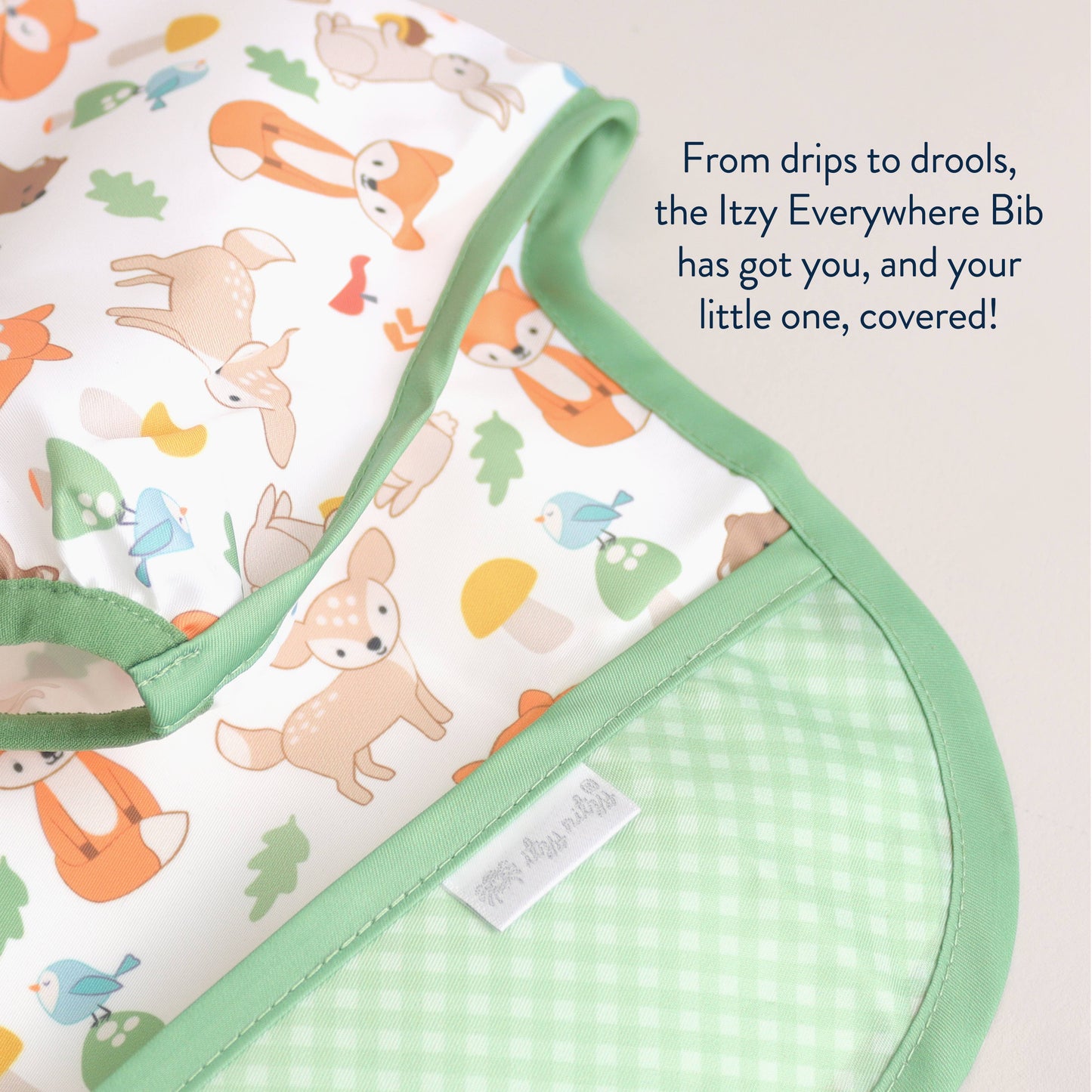*NEW* Itzy Everywhere Bib™ - Long Sleeve Water-resistant Bib: Woodland