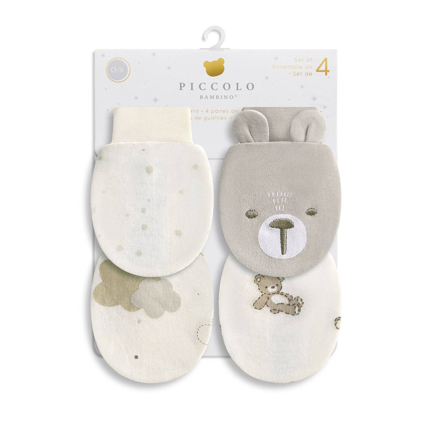 4PK Anti-Scratch Mittens : White