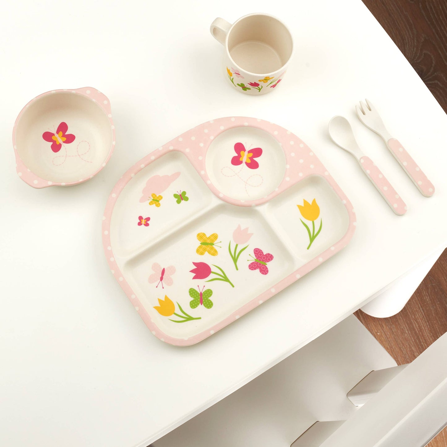 My Funkins Five Piece Bamboo Dish Set for Kids - Butterflies