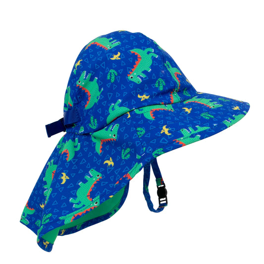 ZOOCCHINI UPF50+ Baby-Toddler Cape Sun Hat - Dinosaur