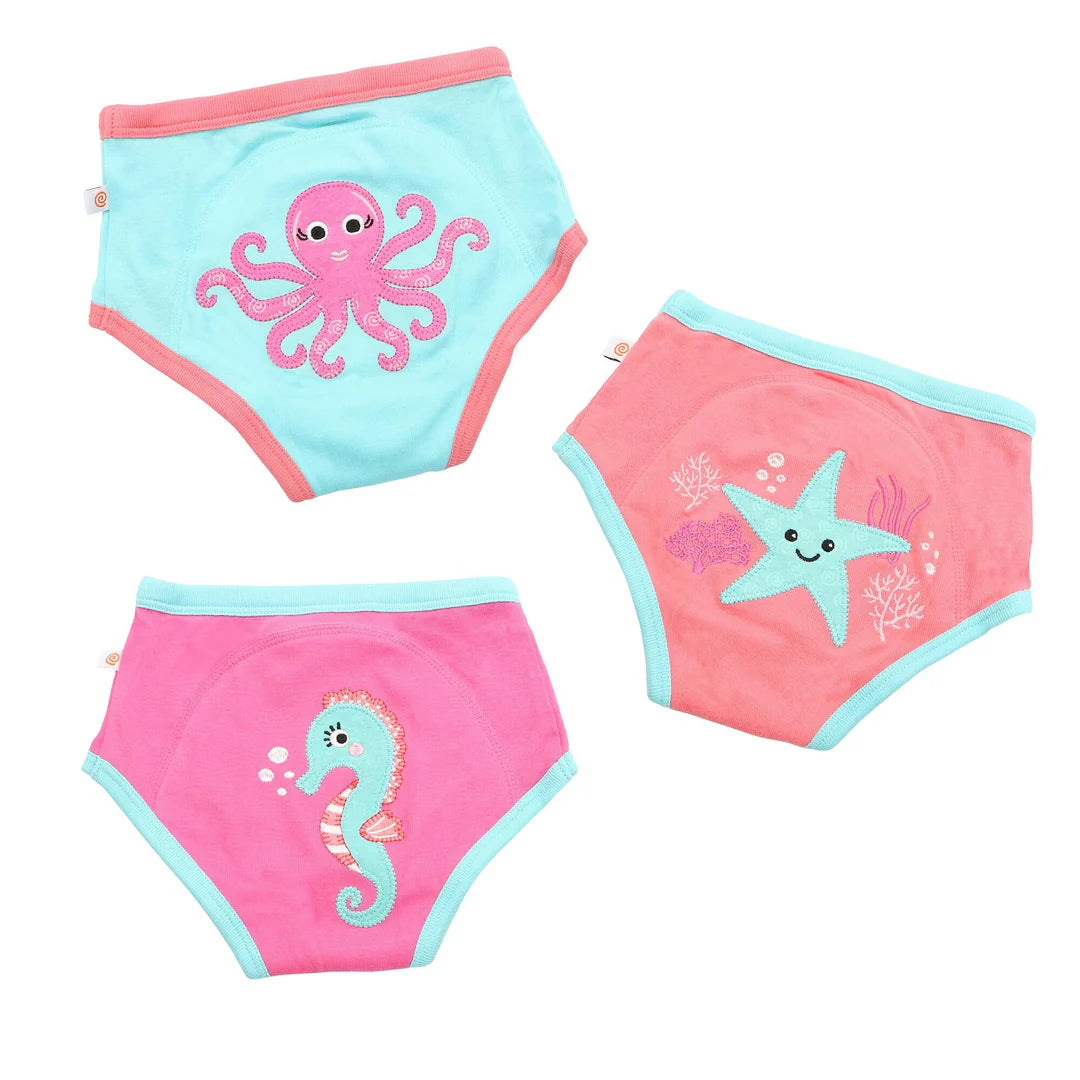 ZOOCCHINI Organic Cotton 3 Piece Potty Training Pants - Girls Ocean Pals