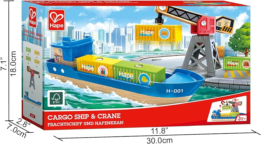 Hape® CARGO SHIP & CRANE