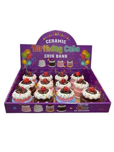 Ceramic Coin Bank - Birthday Cake