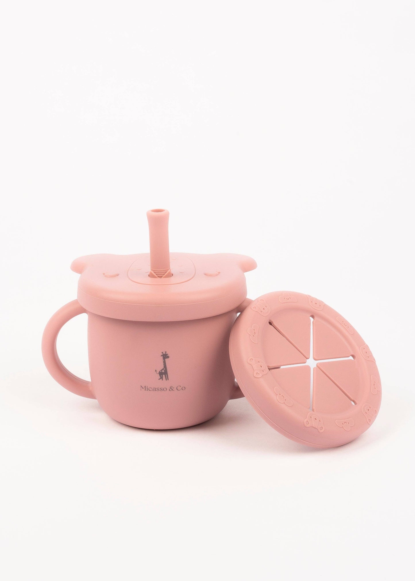 2-in-1 learning cup for snacks and liquids: Caramel