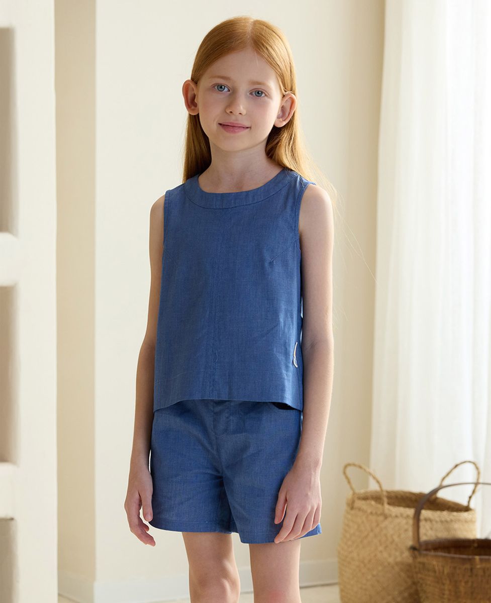 Petite Revery Denim Shorts - Sky