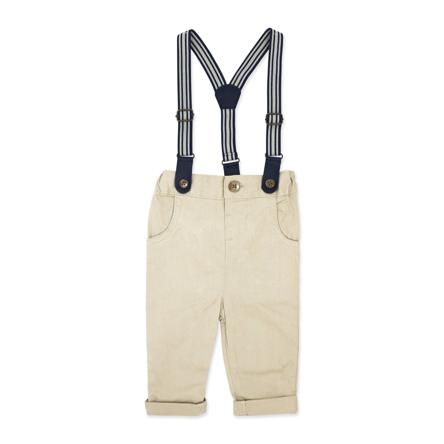 Rose Textile Boys Suspender Bowtie Set: Navy