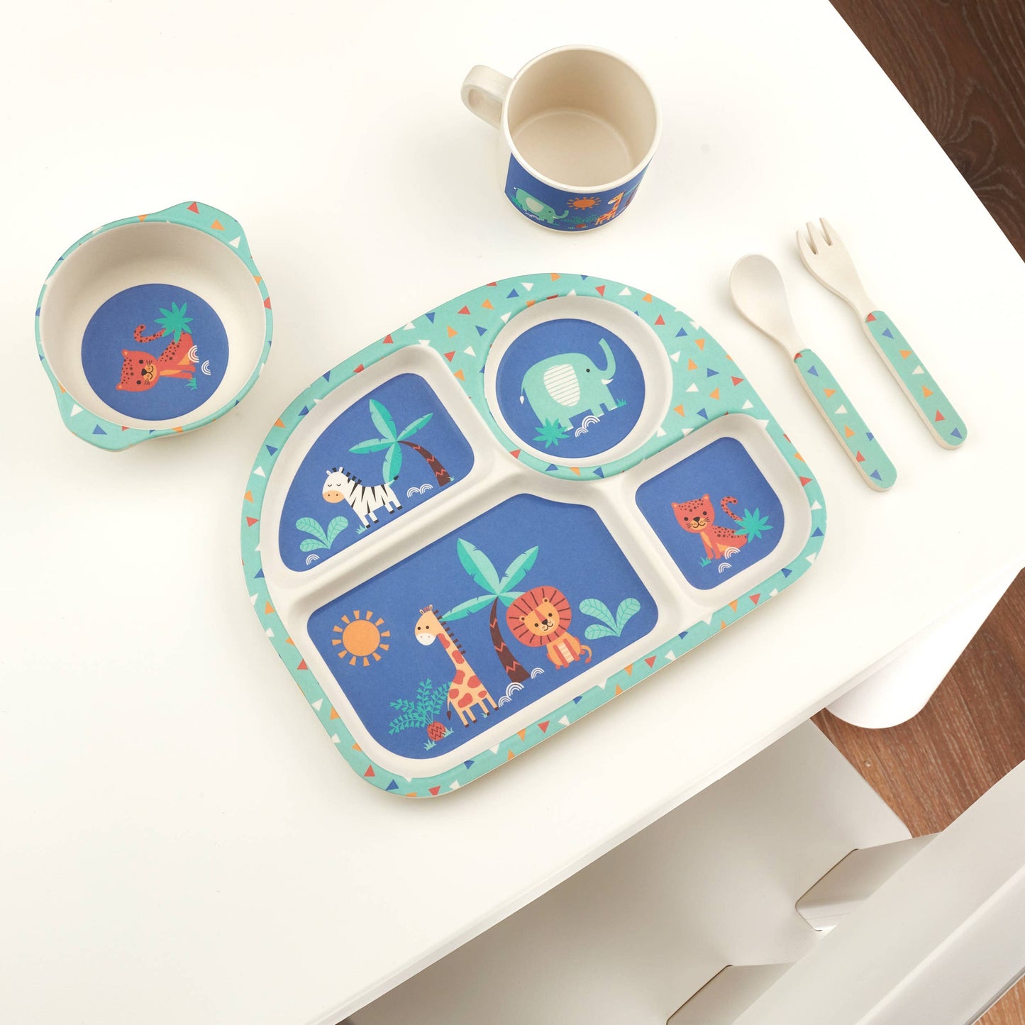 My Funkins Five Piece Bamboo Dish Set for Kids - Jungle