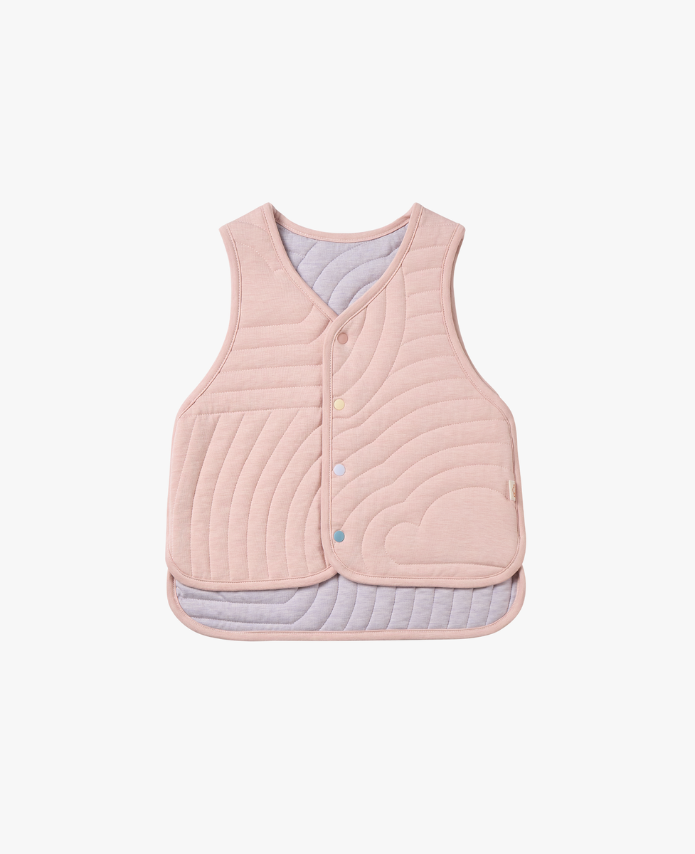 Petite Revery Quilted Reversible Cloud Vest - Rose Smoke