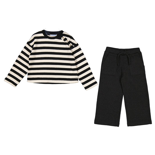 Mayoral Striped pants set - Black