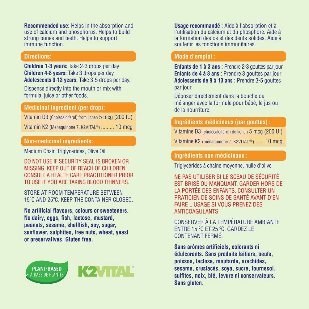 ALLKIDZ NATURALS INC. Vegan Vitamin D3 K2 Drops