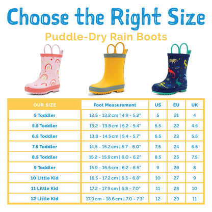 Jan & Jul Puddle-Dry Rain Boots - size chart