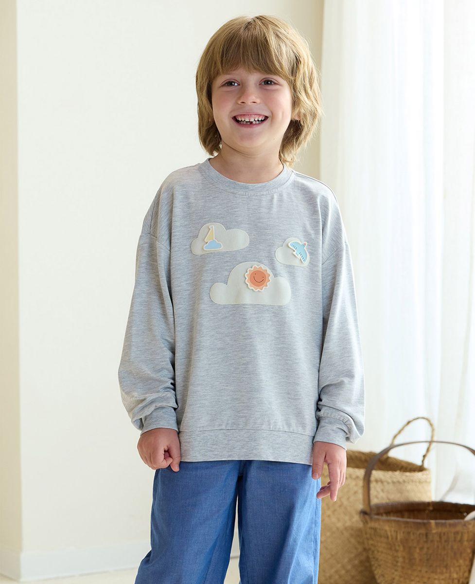 Petite Revery French Terry Drop Shoulder Long Sleeve Sweatshirt