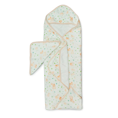 Loulou Lollipop Hooded Towel Set in Bunny Meadows - product photo