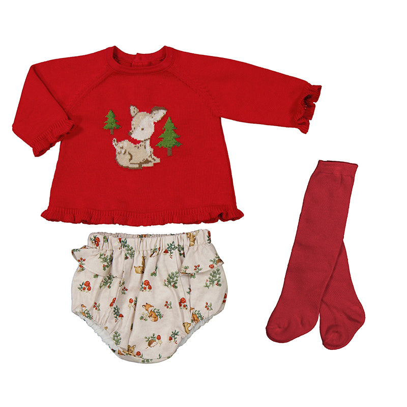 Mayoral Knit sweater set Red Layette Girl