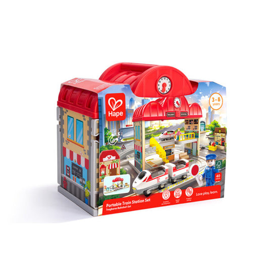 Hape® PORTABLE TRAIN STATION SET