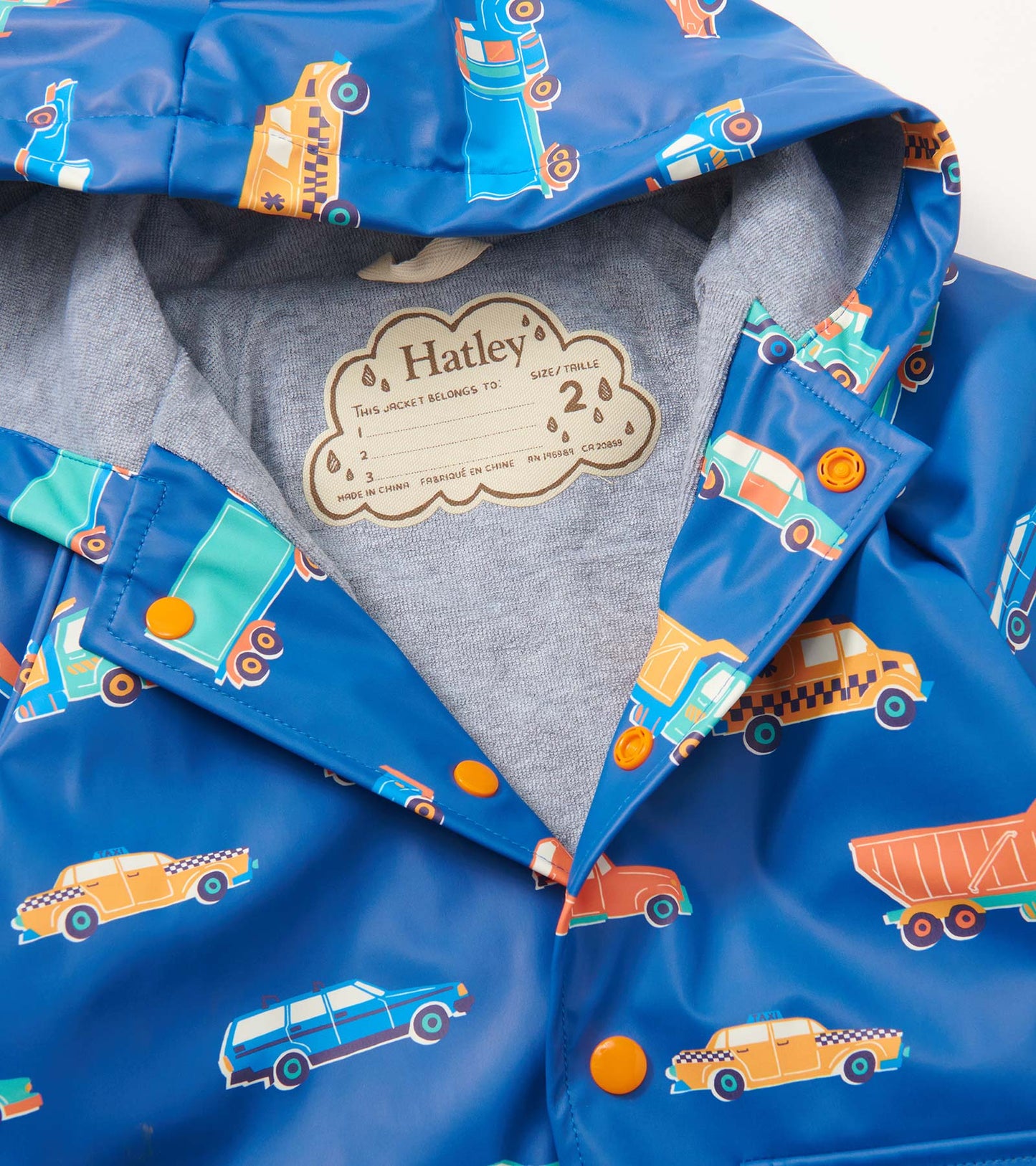 Hatley kids driving cars preschool raincoat