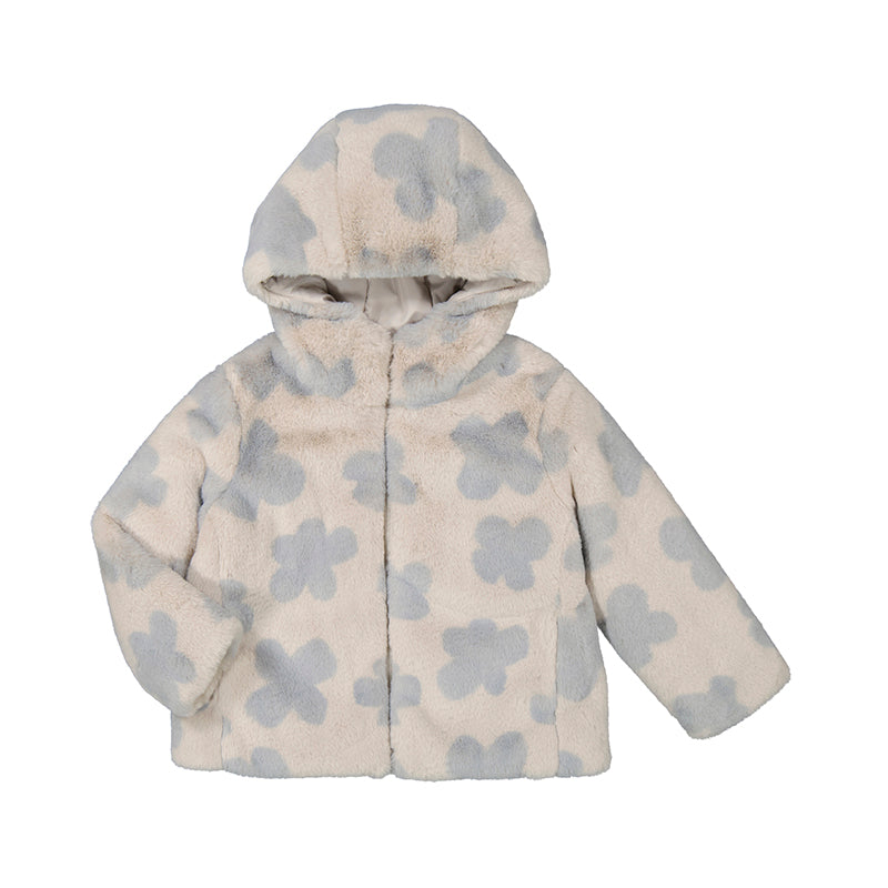 Mayoral Girls Blue Flower Faux Fur Coat