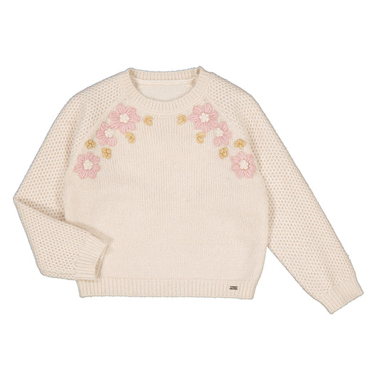 Mayoral Embroidered flowers sweater for girls