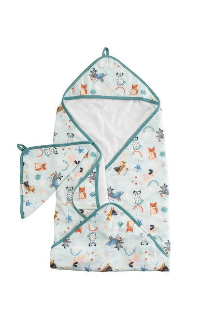 Loulou Lollipop Hooded Towel Set in Superhero Dogs - product photo