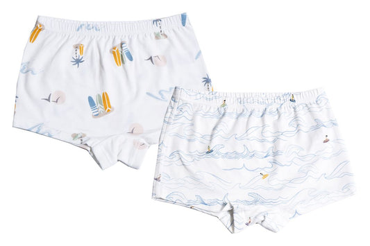 Nest Designs Girls Boy Short Underwear (Bamboo, 2 Pack) - Surf Camp