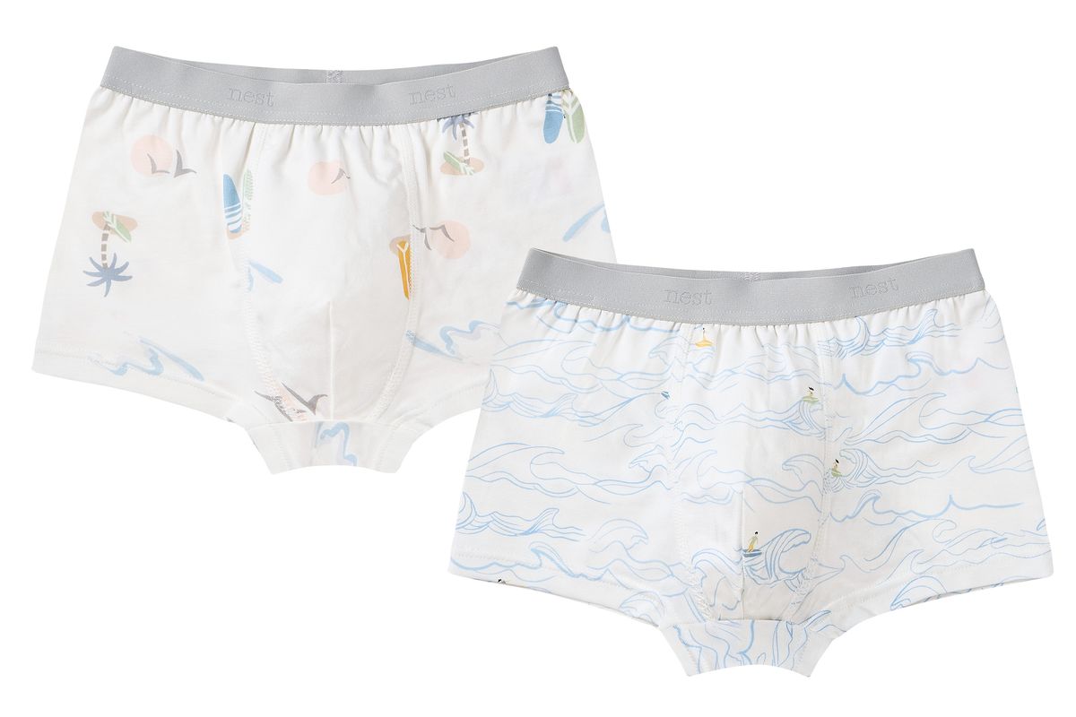 Nest Designs Boys Boxer Briefs Underwear (Bamboo, 2 Pack) - Surf Camp