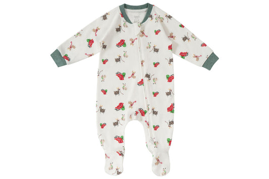 Nest Designs Long Sleeve Footed Sleeper (Organic Cotton) - Sleigh All Day